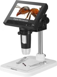 Koolertron 4.3 inch LCD Digital USB Microscope 720P 10X-600X Magnification Zoom Handheld Endoscope Inspection Camera Video Recorder，8 LED Adjustable Light