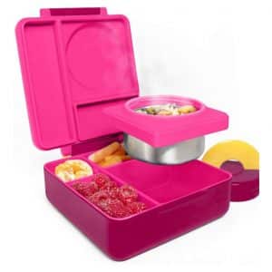 OmieBox insulated lunch Box for Kids, 2 Temperature Zones - (Pink Berry)