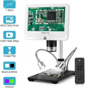 7 inch LCD Digital USB Microscope Angle Adjustable with Remote Control,Koolertron 12MP 1920x1080 30fps Video Recorder Image