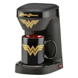 DC Comics wonder woman 1-cup coffee maker with a mug