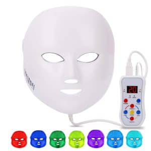 Led Face Mask, NEWKEY Led Light Therapy 7 Color Facial Skin Care Mask - with Clinically Proven Blue & Red Light Treatment Acne Photon Mask