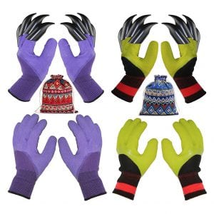 TGeng 4 Pairs Double Claws Garden Gloves