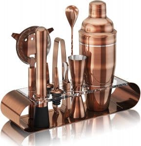 The Complete Bartender Kit | 11 Piece Cocktail Shaker Set with Stand | Great To Make Martini, Margarita, Mojito or Any Other Alcohol or Liquor Drink | Impressive Set