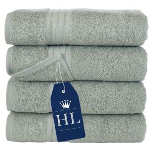 Hammam Luxurious 4-Pack Linen Bath Towels Set (Sage Green)