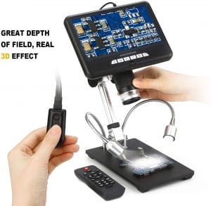 Andonstar Digital Microscope AD207 with 7 inch LCD Display and 3D Visual Effects for Circuit Board Repair Soldering