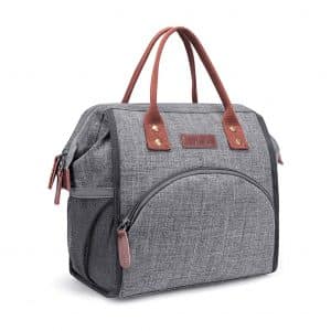 LOKASS Insulated Lunch Bag with a Wide-Open Design, Grey