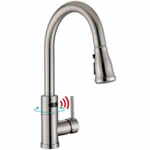 WILLSLAND Touchless Kitchen Faucet with 3-Mode Pull Down Sprayer, Hands Free Kitchen Faucet touchless, Automatic Swivel Motion Sensor Faucet Brushed Nickel