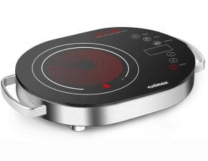Cusimax Hot Plate Electric Stove, 1500W LED Infrared Single Burner Portable, Heat-up In Seconds, 7.9 Inch Ceramic Glass Cooktop with Touch Buttons, Adjustable Temperature