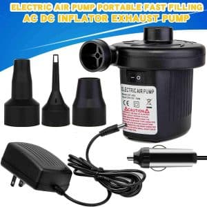 WIDEPLORE Quick-Fill Air Pump w/3 Nozzles, Black