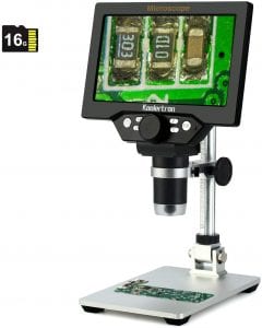 7 inch LCD Digital USB Microscope with 16G TF Card,Koolertron 12MP 1-1200X Magnification Handheld Camera Video Recorder,8 LED Light