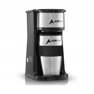 AdirChef single-serve coffee maker with a travel mug