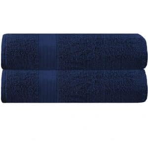 GLAMBURG 2 Pack Premium Cotton Ultra Soft Oversized Bath Sheet- Navy