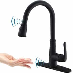 Touchless Kitchen Faucet with PullDown Sprayer,20 Single Kitchen Sink Faucets Black Pull Out Sprayer,High Arc Pulldown Single Handle for Motion Sensor,1handle 3 Hole Deck Mount