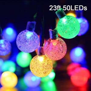 WOWLUX 23ft Solar Outdoor Ball Lights with 8 Modes (Multi-Color)