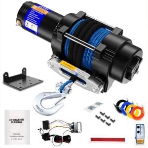 Anbull 12V 4500lb Electric Winch,Synthetic Rope Winch with Mounting Bracket Wireless Remote Control