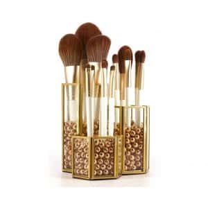 Crowned Handmade 3 Slot Makeup Brush Holder with Free Pearls