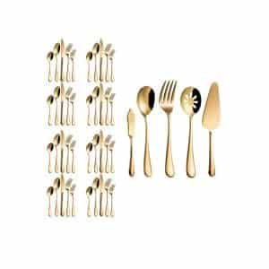 Magicpro Stainless Steel 45-Pieces Royal gold Flatware