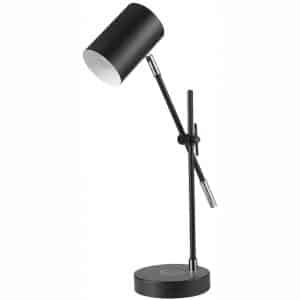Globe Electric Tech Series 18" Balance Arm Desk Lamp, Matte Black, Chrome Metallic Accents, Wireless Charging on Base 52275