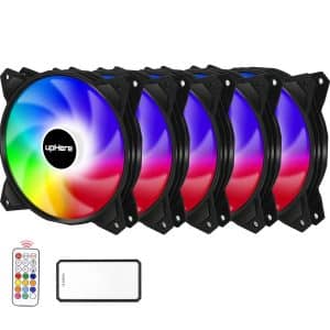 upHere 5-Pack 120mm Silent Intelligent Control RGB Fan Adjustable Colorful Fans with Controller and Remote,PF1206-5