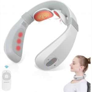 ECBuddy Intelligent Neck Massager with Heat Hands Free Neck Massager Cordless Deep Issue Massage for Neck Trigger Point Electric Massager Travel Remote Message