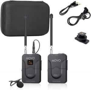 Movo WMX-7 VHF 12-Channel Wireless Lavalier Microphone System with 1 Receiver, 1 Transmitter, and 1 Lapel Microphone Compatible with DSLRs, iPhone:Android Smartphones, and Tablets