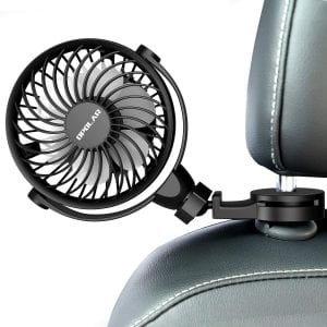 Car Fan With Clips, USB Car Fan for Back Seat, 360° Rotation, 4 Speeds, Powerful, 5V Cooling Fan, Portable Personal Vehicle Fan