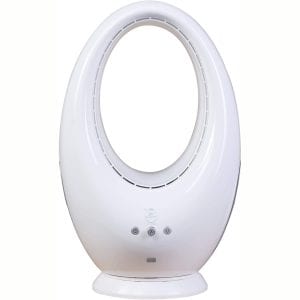 DINEGG Oscillating Table Bladeless Fan, 9 inch Baby Bladeless Fan, Remote Control, Sleep Timer, White