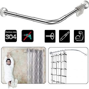 Quany Life Stretchable Corner Shower Curtain Rod 32-43 Inches