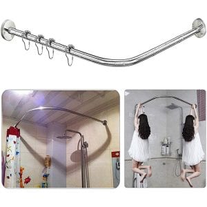 Sikaiqi Stretchable 304 Stainless Steel L-Shaped Curtain Rod