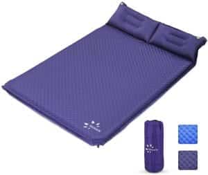 YOUKADA Sleeping-Pad Foam Self-Inflating Camping-Mat for Backpacking Sleeping Pad Double Sleeping Mat Camping Pad 2 Person Camping Mattress with Pillow