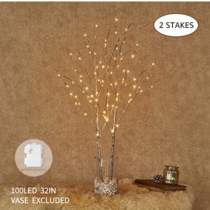 . Hairui Lighted Silver Artificial 32 Inches 100 LED Battery Operated Tree