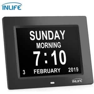 INLIFE Digital Calendar Clock with 8 Alarm Options