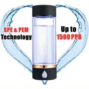 N.P Hydrogen Water Bottle with PEM and SPE Technology,Up to 1500PPB,Portable Hydrogen Water Generator Maker