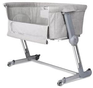 Unilove Hug Me Plus, Bedside Sleeper, Baby Bassinet, Portable Crib Includes Travel Bag, 1.2" Firm Mattress, Breathable Sheet and 7 Height Adjustable, Shadow Grey