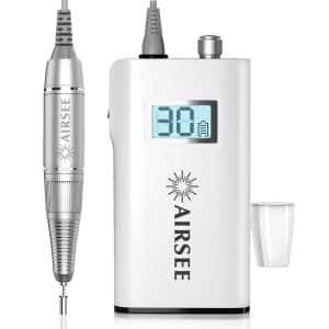 AIRSEE Rechargeable 30000RPM Electric Nail Drill Professional Portable E File Machine for Acrylic Nails Natural Extension Gel Nails Polish Cuticle, Cordless High Speed