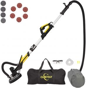 Drywall Sander with Vacuum, Labor-Saving Handle and Unique Fixture for Ceiling Sanding, Electric Sander for Drywall with LED Light, ETL Listed, CUBEWAY