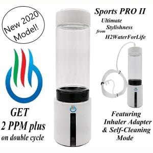 H2 USB Sport Pro II Portable Hydrogen Water Generator with Glass Bottle and Inhaler Adapter