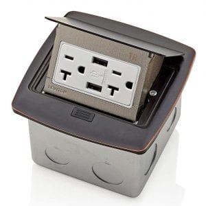 Leviton-PFUS2-BZ-Pop-Up-20-Amp-Outlet-Box-with-3.6-USB