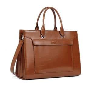 CLUCI Oil Wax Leather Briefcase for Women Vintage Laptop