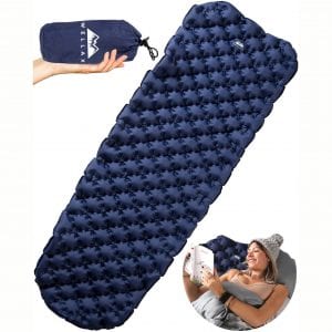 WELLAX Ultralight Air Sleeping Pad - Inflatable Camping Mat for Backpacking, Traveling and Hiking Air Cell Design for Better Stability & Support