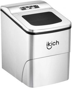 IKICH Portable Ice Maker Machine for Countertop, Ice Cubes Ready in 6 Mins, Make 26 lbs Ice in 24 Hrs with LED Display Perfect for Parties Mixed Drinks, Electric Ice Maker