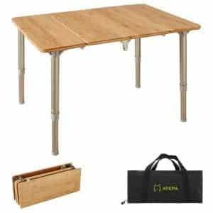 ATEPA Folding Bamboo Table for Camping, 6.8 lbs.
