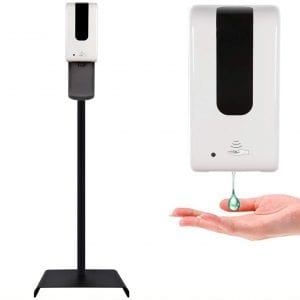 SwiftFinder ZenLyfe Touchless Hand Sanitizer Dispenser Automatic Portable Hand sanitizing Station with Steel Floor Stand Drip Catcher Infrared Sensor Refillable
