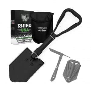 Rhino USA Folding Survival Shovel w/Pick Heavy Duty Carbon Steel Military Tool