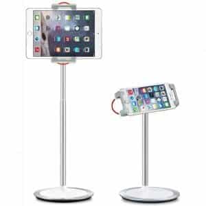 SAIJI Tablet Stand Holder, Height Adjustable, 360 Degree Rotating, Aluminum Alloy Cradle Mount Dock for 4.7"-12.9" Screen iPhone Samsung, iPad, Nintendo Switch