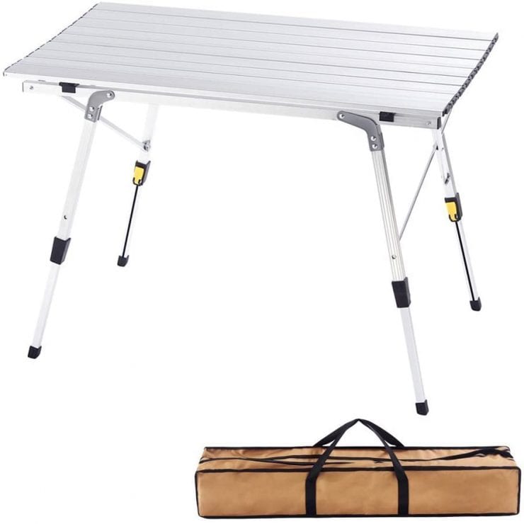 3. CampLand Aluminum Folding Camping Table – Height Adjustable 740x740 