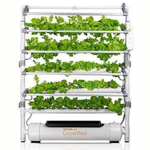 OPCOM Farm GrowWall - 75 Pot Vertical Hydroponic Growing System - All Year Round Indoor Farming - Height and Angle Adjustable LED Lights with Starter Kit Included