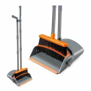 Kelamayi Extendable Broom & Dustpan Set (Gray & Orange)
