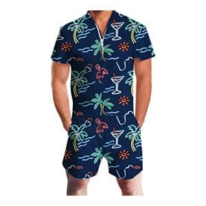 AIDEAONE 3D Printed Casual Men's Rompers
