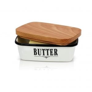 Granrosi Kitchen Decor Butter Dish With Wooden Lid